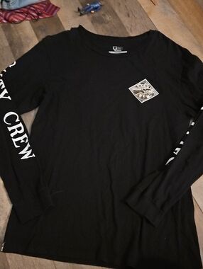 Salty Crew Black Long-Sleeve Graphic Tee with White Sleeve Logo